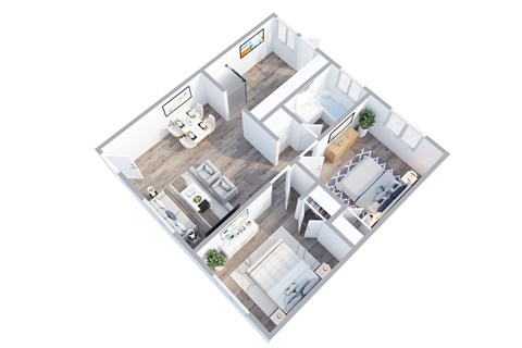 Floor plan for 2 beds, 1 bath, 675 sqft
